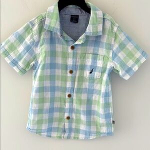 Nautica Kids Green and Blue Plaid Shirt size 4T